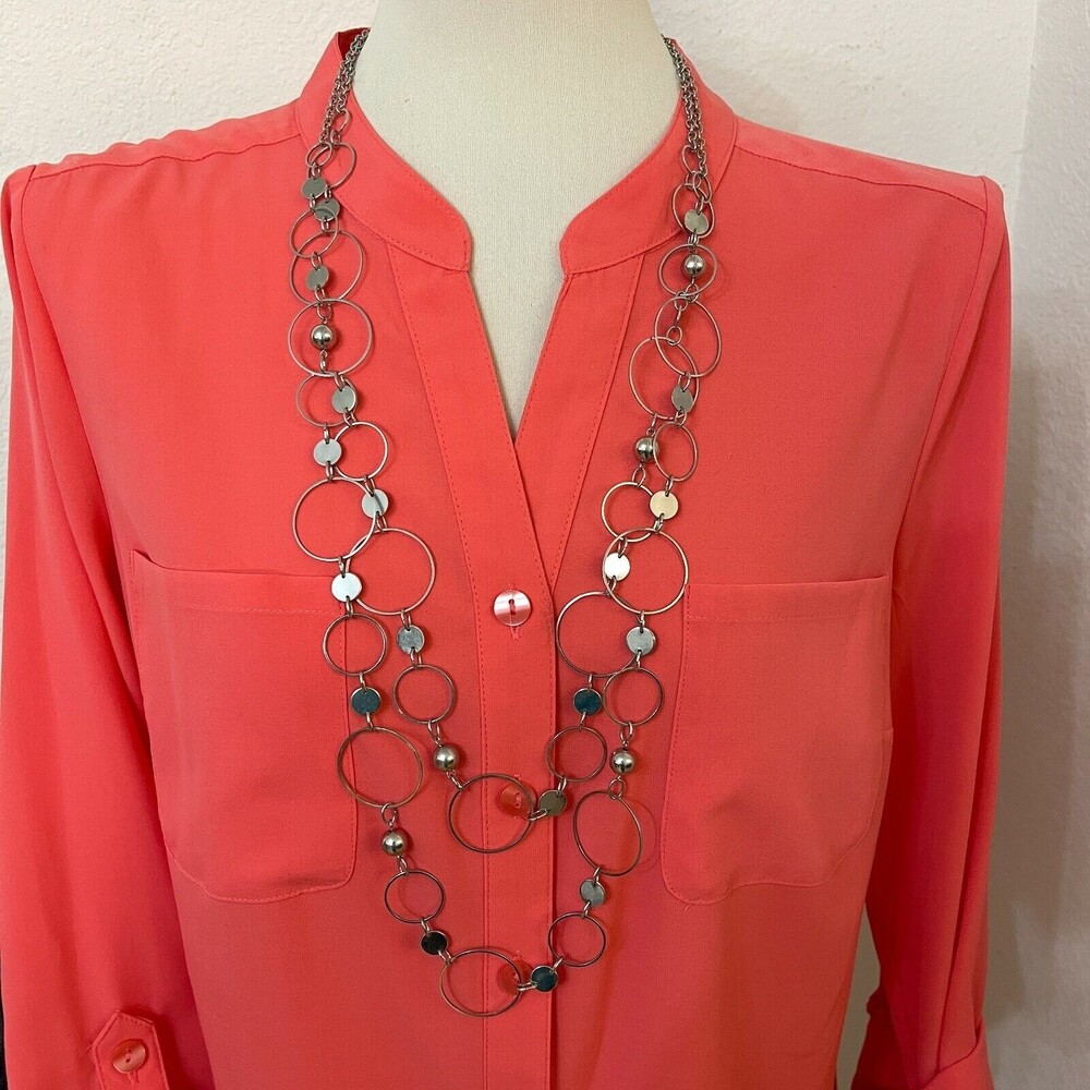NY Silver-tone Rings Chains Long Fashion‎ Necklace